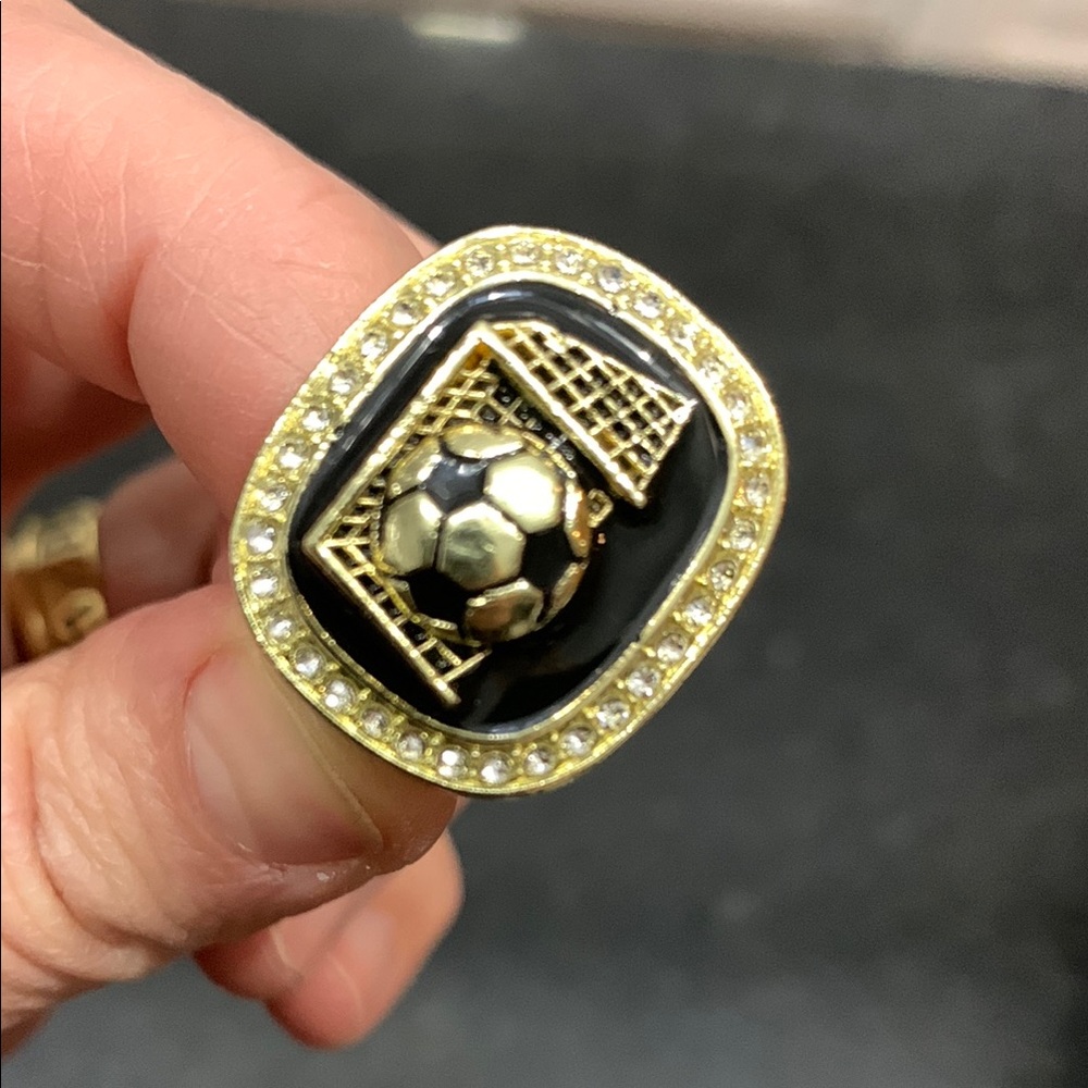 Gold plated Soccer Diamanté Class Ring